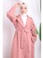 Pembe Kuruvaze Yaka Kaşe Kaban 3