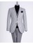 Italyan Stil Slim Fit Erkek Kombin Ceket Yelek Pantolon Takım Elbise Gri T13075 1