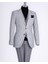 Italyan Stil Slim Fit Erkek Kombin Ceket Yelek Pantolon Takım Elbise Gri T13075 4
