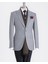 Italyan Stil Slim Fit Sivri Yaka Erkek Ceket Gri T13241 3