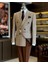 Italyan Stil Slim Fit Kazayağı Desen Kruvaze Erkek Ceket Kahverengi T13050 1