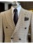 Italyan Stil Slim Fit Kazayağı Desen Kruvaze Erkek Ceket Kahverengi T13050 2