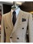Italyan Stil Slim Fit Kazayağı Desen Kruvaze Erkek Ceket Kahverengi T13050 4