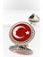 Türk Bayrağı Atatürk Siluetli Gümüş Mineli Yaka Rozeti 3