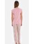 33510 Pamuklu Kısa Kollu V Yaka Kadın Pijama Takımı Pembe 2