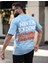 Premium Oversize Outside Sırt Baskılı T-Shirt Açık Mavi 1