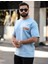 Premium Oversize Outside Sırt Baskılı T-Shirt Açık Mavi 2