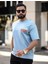 Premium Oversize Outside Sırt Baskılı T-Shirt Açık Mavi 4