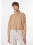 Dik Yaka Baskılı Bej Kadın Sweatshırt M4WL-SWT-1006 1
