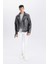 Su İtici Regular Fit Fermuarlı Cepli Suni Deri Ceket Mont C4862AX24WN 2