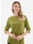 Yuvarlak Yaka Düz Yeşil Kadın Bluz 24KSL8959 2