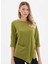Yuvarlak Yaka Düz Yeşil Kadın Bluz 24KSL8959 3