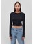 Uzun Kollu Siyah Crop Basic Tişört 1612822-900 3