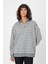 Çizgili Dik Yaka Fermuarlı Oversıze Sweatshırt (UNI00247) 3