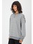 Çizgili Dik Yaka Fermuarlı Oversıze Sweatshırt (UNI00247) 4