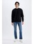 Boxy Fit Bisiklet Yaka Baskılı Sweatshirt Black 2
