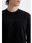 Boxy Fit Bisiklet Yaka Baskılı Sweatshirt Black 5