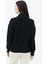 Yarım Balıkçı Yaka Fermuarlı Yün Triko Kazak - Siyah 4