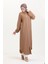 Yakalı Fermuarlı Ferace 1021-03 Vizon 2