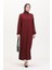 Yakalı Fermuarlı Ferace 1021-02 Bordo 1