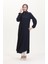 Yakalı Fermuarlı Ferace 1021-04 Lacivert 2