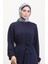 Burgu Kumaş Fitilli Fırfırlı Elbise 0528-02 Lacivert 3