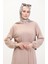 Burgu Kumaş Fitilli Fırfırlı Elbise 0528-01 Vizon 3