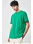 Unisex Düz Biskilet Yaka Oversize T-Shirt - Yeşil 4