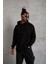 3 Iplik Kapşonlu Sweatshirt Hoodie - Siyah 2
