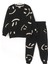 Ön ve Arkası Gülenyüz Baskılı Uzun Kollu Fırçalı Kumaş Erkek Çocuk Eşofman Takımı Siyah 001-0001949 1