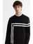 Erkek Siyah Bisiklet Yaka Pamuklu Baskılı Elastan Sweatshirt A42y1284 2