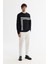 Erkek Siyah Bisiklet Yaka Pamuklu Baskılı Elastan Sweatshirt A42y1284 5