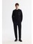 Erkek Siyah Bisiklet Yaka Pamuklu Baskılı Elastan Sweatshirt A42y1240 5