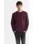 Erkek Bordo Bisiklet Yaka Pamuklu Baskılı Elastan Sweatshirt A42Y1267 1