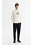 Erkek Ekru Kapüşonlu Pamuklu Baskılı Elastan Sweatshirt A42y1324 5