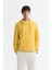 Erkek Sarı Kapüşonlu Pamuklu Baskılı Elastan Sweatshirt A42Y1324 1