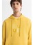 Erkek Sarı Kapüşonlu Pamuklu Baskılı Elastan Sweatshirt A42Y1324 2