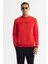 Erkek Kırmızı Bisiklet Yaka 3 Iplik Şardonlu Baskılı Sweatshirt A42y1306 1