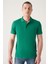 Erkek Yeşil 3 Düğmeli %100 Mısır Pamuğu Polo Yaka T-Shirt B001027 1