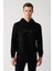 Erkek Siyah Kapüşonlu 3 Iplik Şardonlu Sweatshirt A32y1295 3