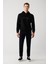 Erkek Siyah Kapüşonlu 3 Iplik Şardonlu Sweatshirt A32y1295 5