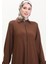 Yakalı Fermuarlı Ferace 1021-06 Kahverengi 3