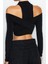 Kadın Moda Şık Üst Giyim Crop Dik Yaka Fitted Kalıp Örme Pencere Cut Out Detaylı Bluz 5