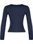 Kadın Moda Şık Regular Kruvaze Yaka Slim Kalıp Örme Fitted Vücuda Oturan Yaka Kol Fitilli Esnek Bluz 3