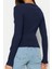 Kadın Moda Şık Regular Kruvaze Yaka Slim Kalıp Örme Fitted Vücuda Oturan Yaka Kol Fitilli Esnek Bluz 4