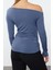 Stil Kadın Büzgü Drape Detaylı Fitted Vücuda Oturan Kollu Esnek Bluz Regular Örme Slim Kalıp 5