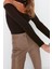 Kadın Crop Choker Yaka Slim Kalıp Örme Carmen Yaka Choker Detaylı Fitted Vücuda Oturan Fitilli Bluz 4