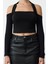 Kadın Moda Şık Üst Giyim Regular Kare Yaka Fitted Kalıp Örme Crop Bluz 1