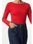 Kadın Moda Şık Üst Giyim Crop Kayık Yaka Slim Kalıp Örme Pamuklu Fitted Vücuda Oturan Esnek Bluz 2