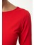 Kadın Moda Şık Üst Giyim Crop Kayık Yaka Slim Kalıp Örme Pamuklu Fitted Vücuda Oturan Esnek Bluz 3